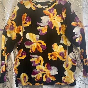 Chico's Women's Floral Top - Black, Yellow, Purple